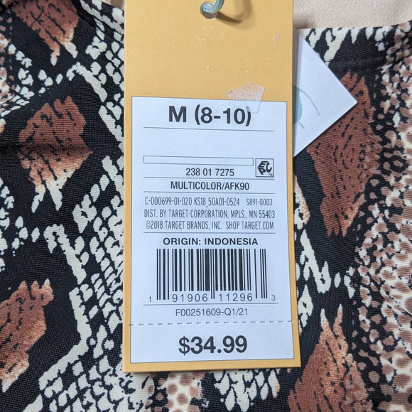 Kona Sol One Piece Swimsuit M 8-10‎ Women's Animal Print Medium Coverage Snake - Picture 7 of 10